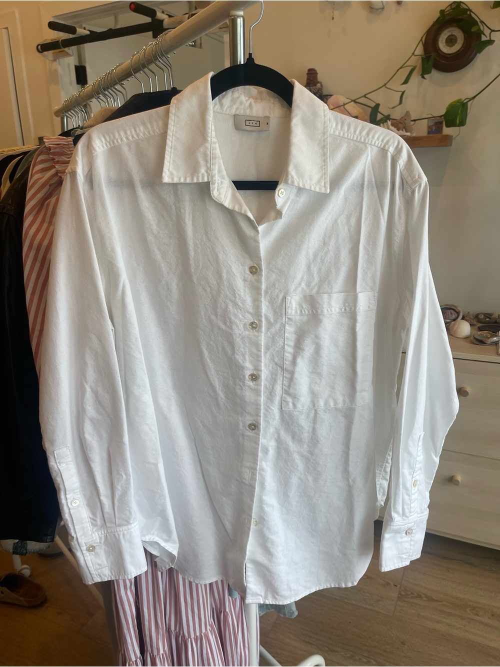 AYR Oversized White Cotton Button-Down Shirt